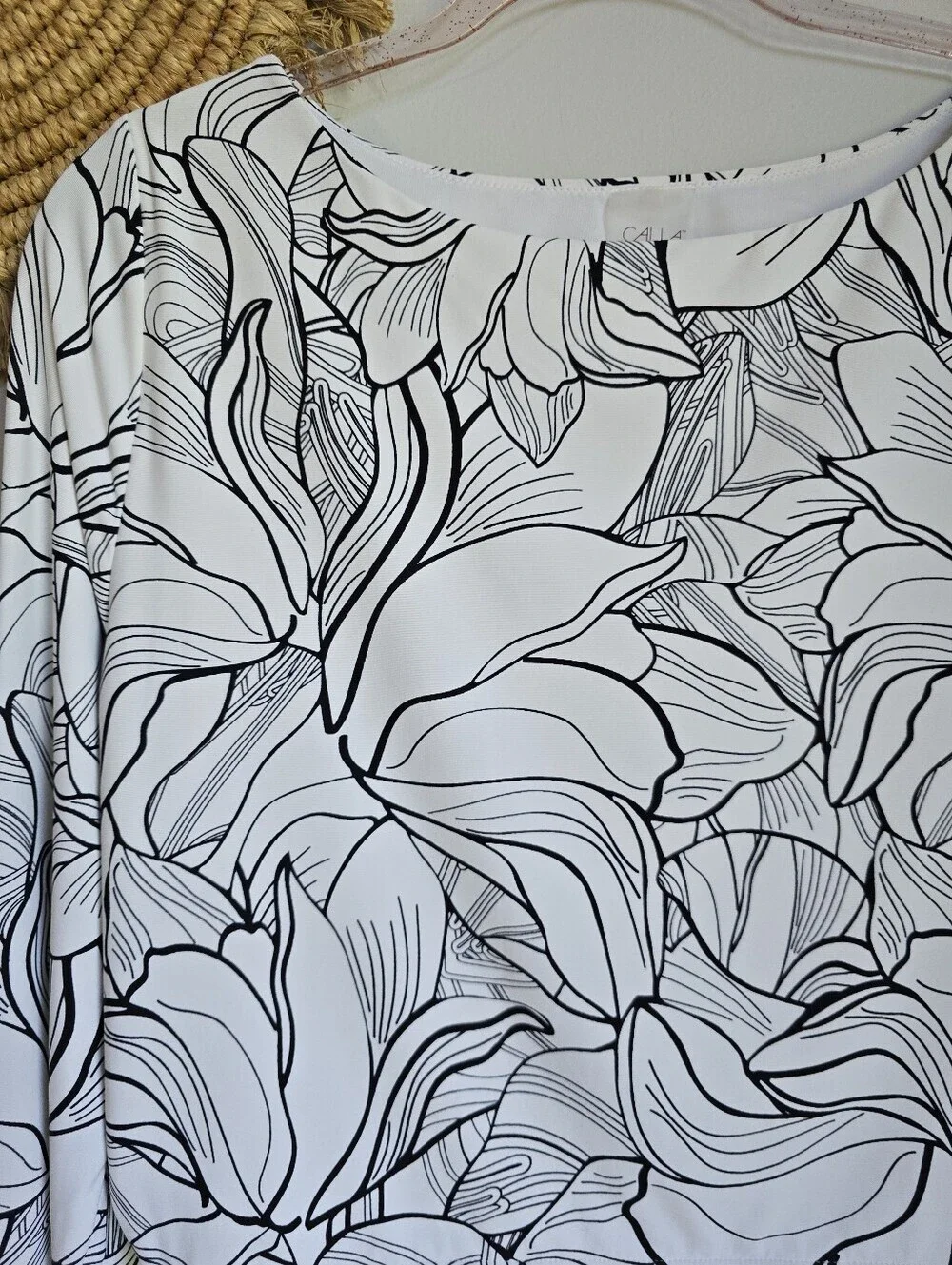 CALIA by Carrie Underwood White Floral Reversible Rashguard Swim Sun Top SZ XL